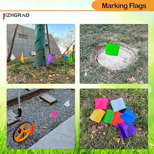 Blue Marker Flags, 100 Pack Construction Marking Flags,4x5x16 Inch, Yard Flags Marker, Lawn Flags, Invisible Fence, Survey Flags, Landscape Flags, Stake Flags, Boundary Flags Dog Training