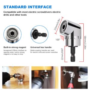 Flexible Drill Bit Extension Set 19pcs - Include 1/4 3/8 1/2" Universal Socket Adapter, Drill Bit Holder Extension, Hex Shank 105° Right Angle Drill Attachment, Bendable Extension, Screwdriver Bit Set