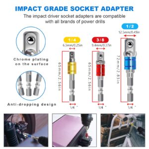 Flexible Drill Bit Extension Set 19pcs - Include 1/4 3/8 1/2" Universal Socket Adapter, Drill Bit Holder Extension, Hex Shank 105° Right Angle Drill Attachment, Bendable Extension, Screwdriver Bit Set