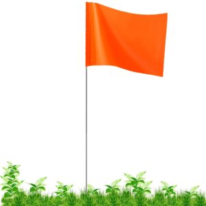 orange marker flags, 100 pack construction marking flags | 4x5x16 inch, yard flags marker, lawn flags, invisible fence, survey flags, landscape flags, sprinkler flags, surveyor flags, stake flags,