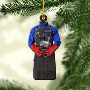 N NAMESISS Personalized Welder Ornament, Welding Apron and Mask Wooden Ornament 3.5" Hanging Ornament, Idea Gift for Dad, for Welder Lover, Home Decor, Welder Ornament, Welder Gift, Gift For Christmas