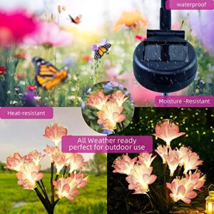 babadeda Solar Lights for Outside Garden Decor, Solar Garden Lights Flower Lights with 1 Big Solar Powered Panel Outdoor Waterproof, 2 Pack 24 Camellia Solar Flowers Outdoor Lights for Patio Decor
