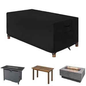 womaco patio rectangular fire pit cover waterproof outdoor fireplace cover heavy duty rectangle fire table firepit cover - 44 x 28 x 24 inches, black