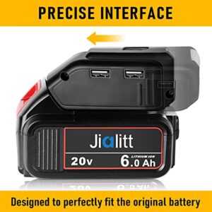 Jialipok Replace for Dewalt 20V USB Adapter Charger, DCB090 Battery Adapter with LED Work Light, DC Port & Dual USB Port, Power Source Charger for Dewalt 12V 14.4V 18V 20V Lithium-ion Battery