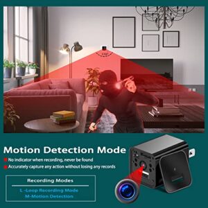 Mini Spy Camera Hidden Camera Charger, 1080p FHD Nanny Cam, Small Camera, Hidden Cameras, Loop Recording, Motion Detection, Wide Angle, Easy to Use, 32G SD Card Included (Black)
