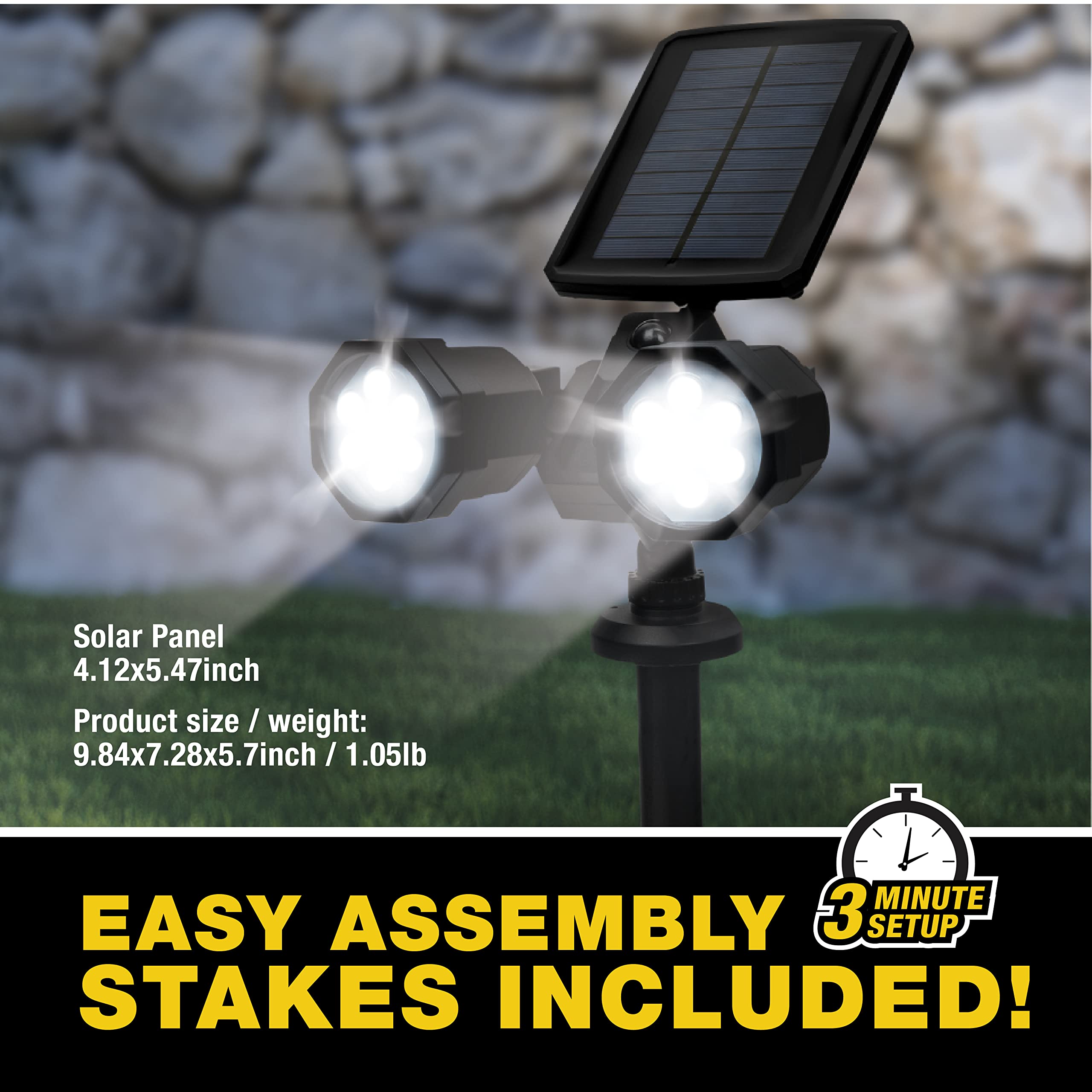 Bell+Howell Bionic Spotlight Duo Deluxe Solar Lights: Effortless Outdoor Illumination, Motion Sensor, Super Bright LEDs, Waterproof Landscape Lights for Patio, Yard, Garden- No Batteries Required!