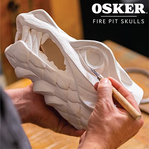 OSKER Dragon | Ceramic Fireproof Fire Pit Skull Log for Bonfire, Campfire, Fireplace, Firepit | Halloween Decor | for Gas, Propane, or Wood Fires - Black