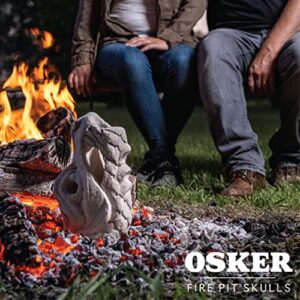 OSKER Dragon | Ceramic Fireproof Fire Pit Skull Log for Bonfire, Campfire, Fireplace, Firepit | Halloween Decor | for Gas, Propane, or Wood Fires - Black