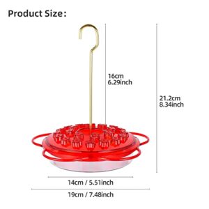 Hummingbird Feeder for Outdoors Hanging, 24 Feeding Ports, Leak-Proof, Easy to Clean and Refill, Saucer Hummer Birder Feeder with Cleaner Brush and Cloth (Red)