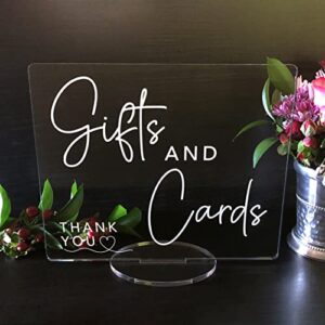 Gifts & Cards Table - Wedding Acrylic Sign (8"H x 10"W, Clear Acrylic)