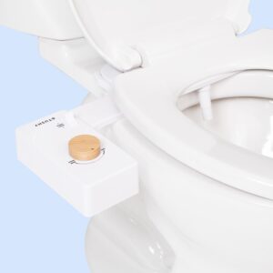 tushy classic 3.0 bidet toilet seat attachment - non-electric self cleaning water sprayer with adjustable water pressure nozzle, angle control & easy 8.5 min diy home installation (bamboo)