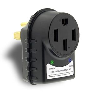 dumble 50 amp rv surge protector plug - 14-50p / 14-50r camper circuit power extension cord rv power surge adapter