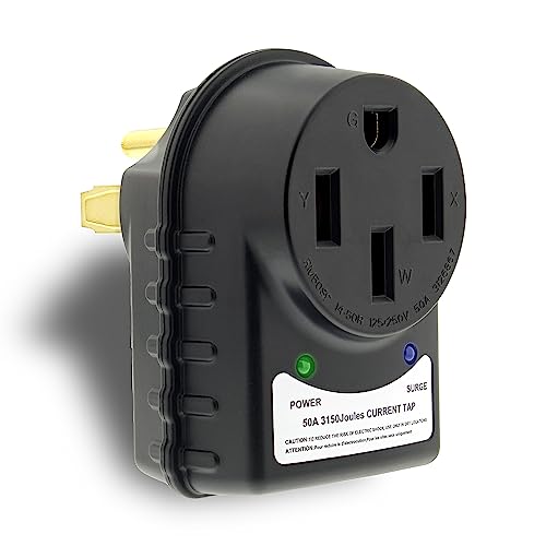 Dumble 50 AMP RV Surge Protector Plug - 14-50P / 14-50R Camper Circuit Power Extension Cord RV Power Surge Adapter