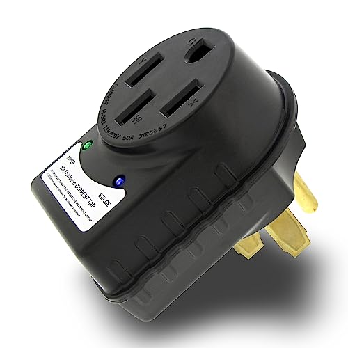 Dumble 50 AMP RV Surge Protector Plug - 14-50P / 14-50R Camper Circuit Power Extension Cord RV Power Surge Adapter