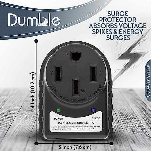 Dumble 50 AMP RV Surge Protector Plug - 14-50P / 14-50R Camper Circuit Power Extension Cord RV Power Surge Adapter