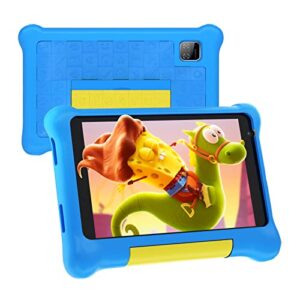 fancyday kids tablet, 7 inch tablet for kids with parental control, kidoz installed, 2gb ram+32gb rom android 12 system, dual camera, toddler tablet with protective case (blue)