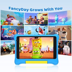 FancyDay Kids Tablet, 7 inch Tablet for Kids with Parental Control, Kidoz Installed, 2GB RAM+32GB ROM Android 12 System, Dual Camera, Toddler Tablet with Protective Case (Blue)
