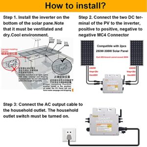 Y&H 600W Grid Tie Micro Inverter with WiF Communication Waterproof MPPT Stackable DC30-60V Solar Input AC110V 220V Auto Pure Sine Wave Output for 30V 36V PV Panel