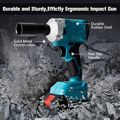 Zikopomi Cordless Impact Wrench 1/2 inch with Socket Set, 4.0 AH Large Battery Electric Power High Torque Driver Gun, 380NM Powerful Brushless Motor Impact Wrenches Power Tools