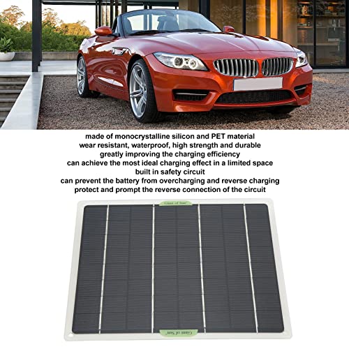 Akozon Solar Battery, 10W Portable Solar Panel Solar Powered with Dual USB Port for Car RV Accessories