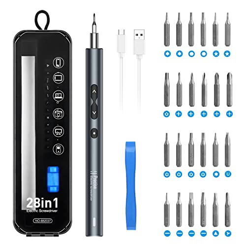 Ankilo Upgraded Version Electric Screwdriver 28 IN 1 Cordless Mini Power Precision Screwdriver Set with 24 Bits, Rechargeable Power Screwdriver for Phones Jewelers Laptops Watch