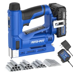 aote-pitt 20v cordless brad nailer drive 5/8'' nails, 2 in 1 staple gun nail gun battery powered, 2.0ah electric stapler 3/8" crown include battery and charger, ideal for upholstery, woodworking