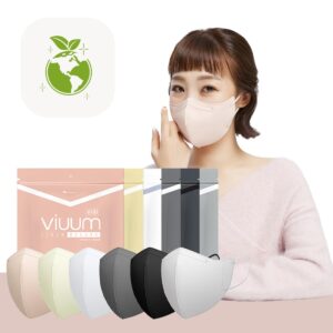homssem [25pcs] viuum deluxe korean face color mask– soft and durable korea face mask for adults –2d 4-layer filter 6color (pink beige-medium)