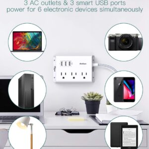 Surge Protector Power Strip, 8 Widely Outlets with 4 USB Ports(1 USB C Outlet) and 3 Outlets with 3 USB Ports, Flat Plug Extension Cord, Wall Mount for Dorm Home Office, ETL Listed