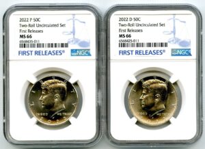 2022 p d us mint kennedy clad half dollar matching 2 coin first releases set half dollar ngc ms66