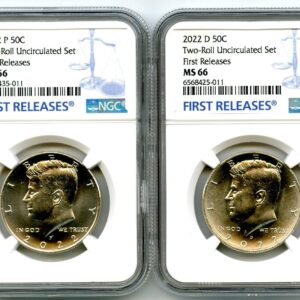 2022 P D US MINT Kennedy Clad Half Dollar MATCHING 2 COIN FIRST RELEASES SET Half Dollar NGC MS66