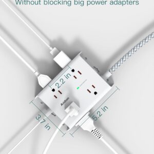 Surge Protector Power Strip, 8 Widely Outlets with 4 USB Ports(1 USB C Outlet) and Outlet Extender with USB C, Essential for Dorm Home Office, ETL Listed