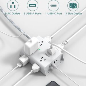 Surge Protector Power Strip, 8 Widely Outlets with 4 USB Ports(1 USB C Outlet) and Outlet Extender with USB C, Essential for Dorm Home Office, ETL Listed