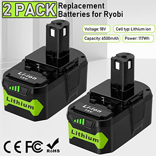 YAGU 6.0Ah P108 Battery Replacement for Ryobi 18 Volt Battery Lithium P102 P103 P104 P105 P107 P109 P122 Ryobi ONE+ Cordless Drill Tool 2 Packs