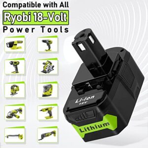 YAGU 6.0Ah P108 Battery Replacement for Ryobi 18 Volt Battery Lithium P102 P103 P104 P105 P107 P109 P122 Ryobi ONE+ Cordless Drill Tool 2 Packs