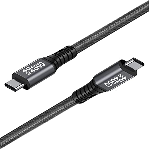 SlimQ 𝐒𝐥𝐢𝐦𝐐 240W Charging USB C to USB C Cable, for Type C Laptop, Hub, Docking, USB 4 Cable 3.3ft, Supports 8K HD Display, 40 Gbps Data Transfer, and More