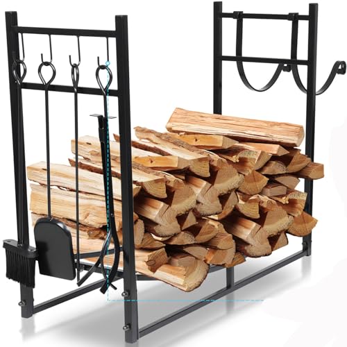 Aomedeelf Firewood Rack Outdoor Indoor Fire Wood Holder Firewood Log Rack Fire Wood Rack Heavy Duty Firewood Wood Storage with Kindling Holder