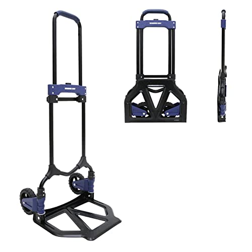 Folding Hand Truck and Dolly,154 lb Capacity Aluminum Portable Cart with Telescoping Handle, Blue, FW-90ST-Blue-22