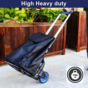 Folding Hand Truck and Dolly,154 lb Capacity Aluminum Portable Cart with Telescoping Handle, Blue, FW-90ST-Blue-22