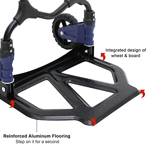 Folding Hand Truck and Dolly,154 lb Capacity Aluminum Portable Cart with Telescoping Handle, Blue, FW-90ST-Blue-22
