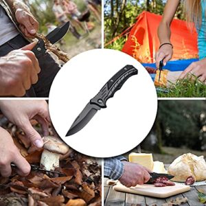Pocket Knife, Mini Folding Knife| Outdoor Knife, with Key Chain, for Leisure, Camping, Hiking, Picnic, Hunting and Emergencies, Gift for Men (Black)
