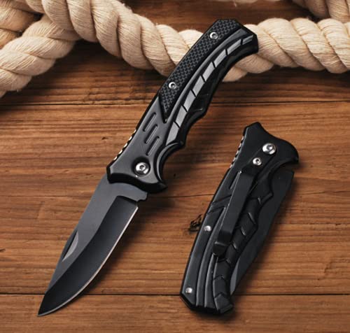Pocket Knife, Mini Folding Knife| Outdoor Knife, with Key Chain, for Leisure, Camping, Hiking, Picnic, Hunting and Emergencies, Gift for Men (Black)