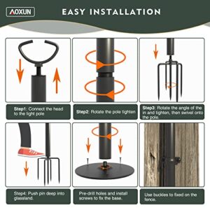 Aoxun Outdoor String Light Poles, 8 FT Metal Poles with Hooks-2 Pack, Hang Up Lights LED Solar Bulbs, Heavy Duty Patio Stand & Hanger for Outside, Deck, Garden, Bistro, Wedding