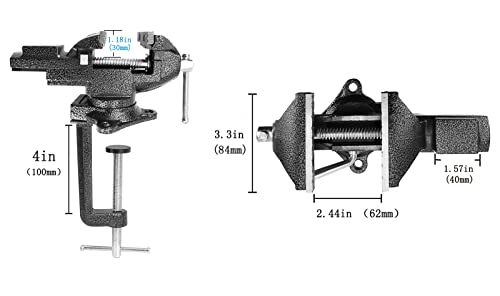 MYTEC Bench Vise or Table Vise, multifunctional jaw, multi-functional Combined Vise with Quick Adjustment, Universal Rotate 360° Work Clamp-On Vise, 3.3" black