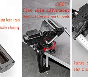 MYTEC Bench Vise or Table Vise, multifunctional jaw, multi-functional Combined Vise with Quick Adjustment, Universal Rotate 360° Work Clamp-On Vise, 3.3" black