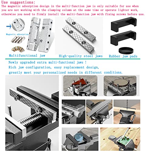 MYTEC Bench Vise or Table Vise, multifunctional jaw, multi-functional Combined Vise with Quick Adjustment, Universal Rotate 360° Work Clamp-On Vise, 3.3" black