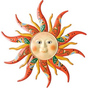 vokproof large metal sun wall art decor - 23.6inches sun face garden sculptures & statues wall art for indoor and outdoor decor, yard, farmhouse, patio, garden decorations