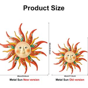 VOKPROOF Large Metal Sun Wall Art Decor - 23.6Inches Sun Face Garden Sculptures & Statues Wall Art for Indoor and Outdoor Decor, Yard, Farmhouse, Patio, Garden Decorations