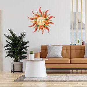 VOKPROOF Large Metal Sun Wall Art Decor - 23.6Inches Sun Face Garden Sculptures & Statues Wall Art for Indoor and Outdoor Decor, Yard, Farmhouse, Patio, Garden Decorations