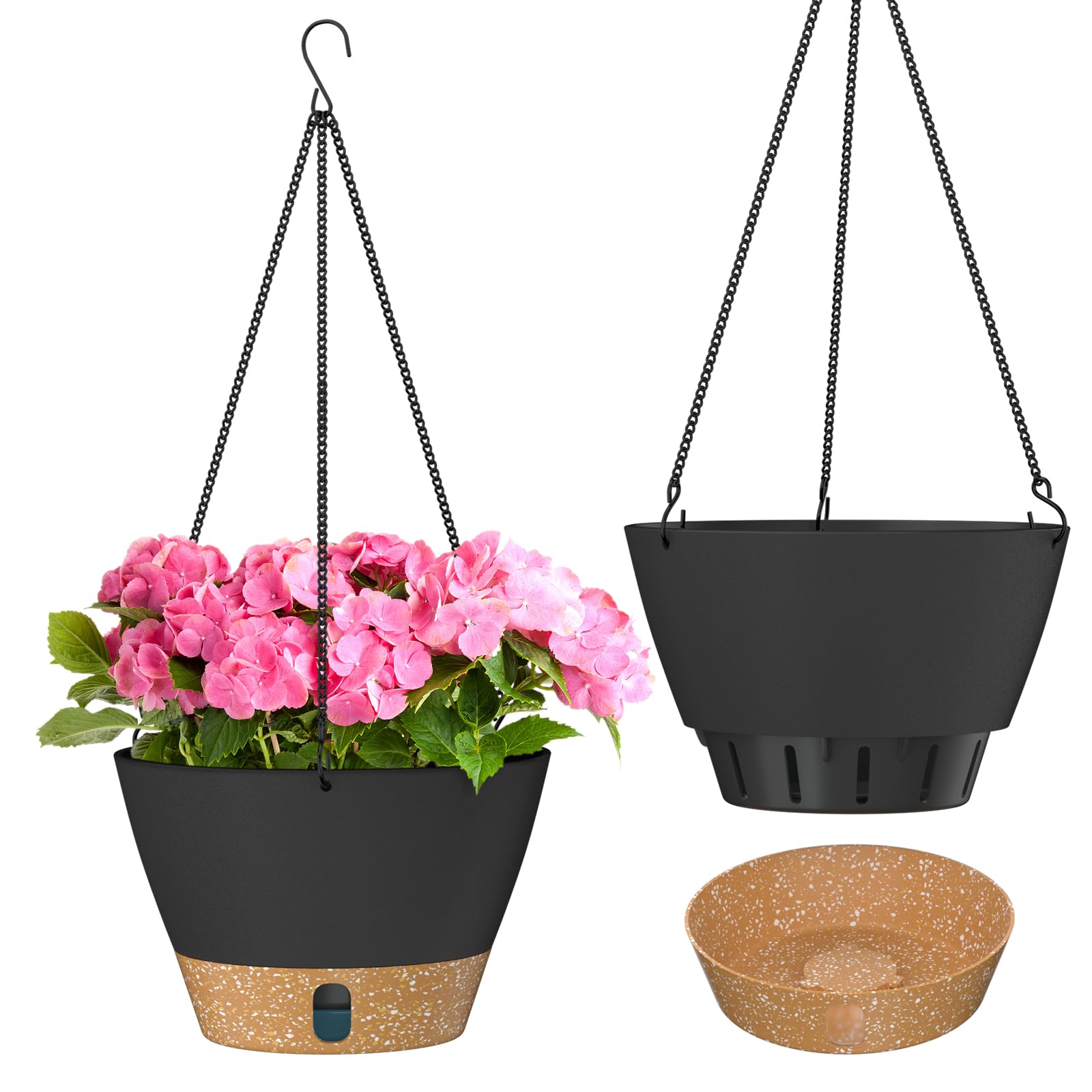 ZMTECH Hanging Planters for Indoor Plants Set of 2 Self Watering Hanging Pots Hanging Baskets Hanging Flower Pots for Outdoor Hanging Plants(8 Inch, Gray)