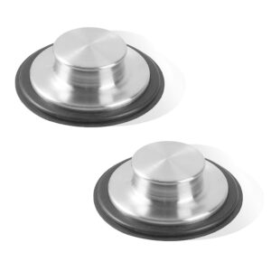 (2-pack) stainless steel kitchen sink stoppers - 3.35” x 1.18” universal fit sink drain stoppers- with strong rubber seal and round knob grip - suitable replacement for insinkerator stp-ss stopper